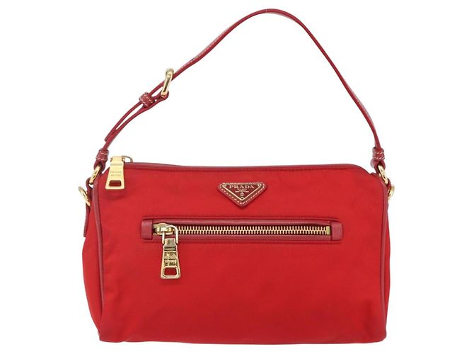 PRADA Borsa a Spalla in Nylon Rossa Oro Auth 154700V Rosso D'oro - vista 2