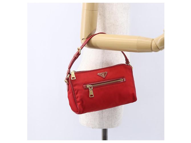 PRADA Borsa a Spalla in Nylon Rossa Oro Auth 154700V Rosso D'oro - vista 24