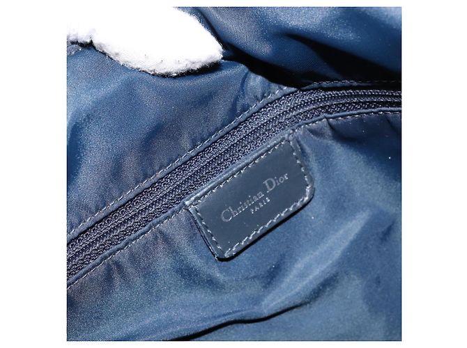Borsa a spalla in tela Trotter Christian Dior blu navy argento Auth ar13815 - vista 15