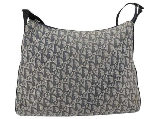 Borsa a spalla in tela Trotter Christian Dior blu navy argento Auth ar13815 - vista 2