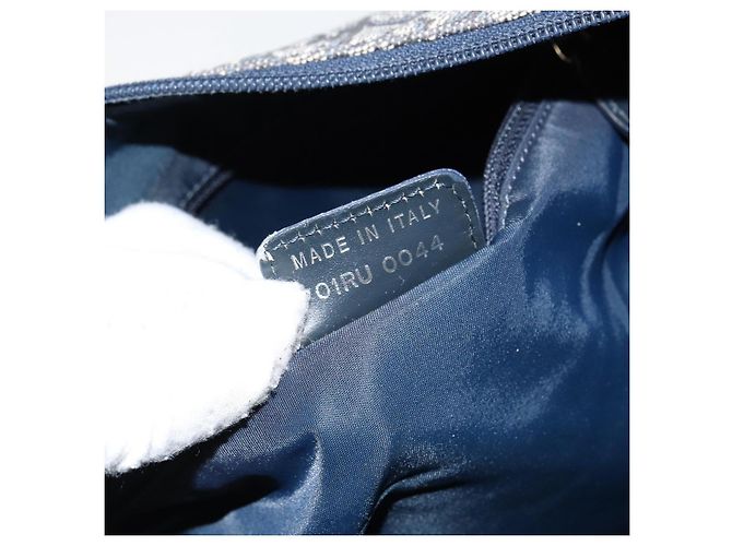Borsa a spalla in tela Trotter Christian Dior blu navy argento Auth ar13815 - vista 21