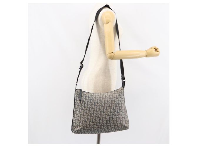 Borsa a spalla in tela Trotter Christian Dior blu navy argento Auth ar13815 - vista 22