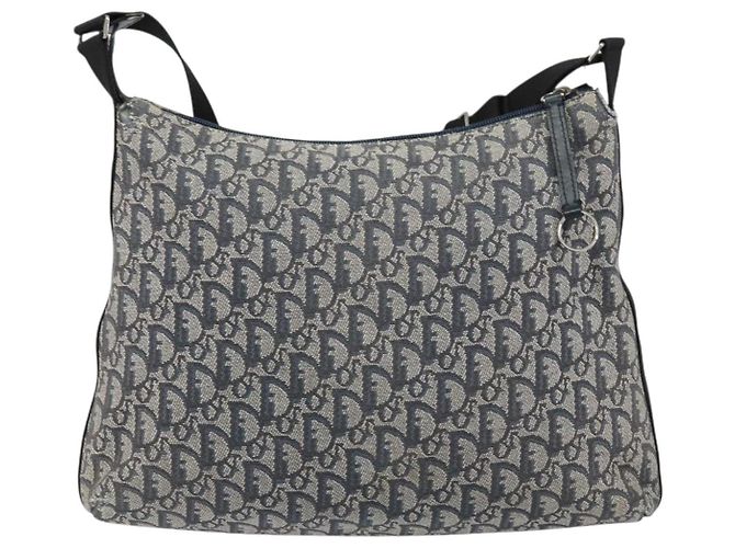 Borsa a spalla in tela Trotter Christian Dior blu navy argento Auth ar13815 - vista 3