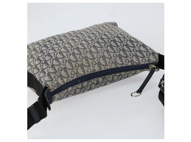 Borsa a spalla in tela Trotter Christian Dior blu navy argento Auth ar13815 - vista 6