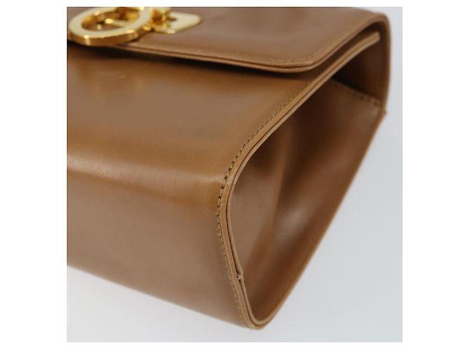 Borsa a Spalla Gancini in Pelle Marrone Oro Salvatore Ferragamo Auth gh1300 - vista 10
