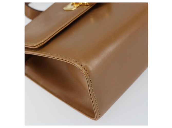 Borsa a Spalla Gancini in Pelle Marrone Oro Salvatore Ferragamo Auth gh1300 - vista 11