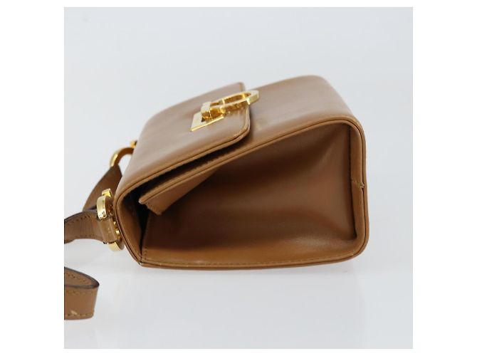 Borsa a Spalla Gancini in Pelle Marrone Oro Salvatore Ferragamo Auth gh1300 - vista 5
