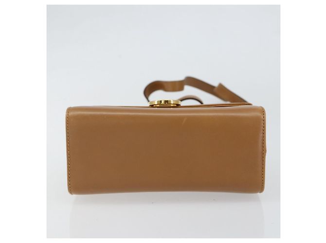 Borsa a Spalla Gancini in Pelle Marrone Oro Salvatore Ferragamo Auth gh1300 - vista 9