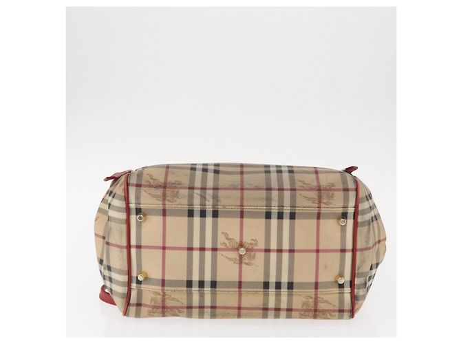 Burberry Borsa Tote Nova Check in PVC Beige Oro Auth 153484 D'oro - vista 10