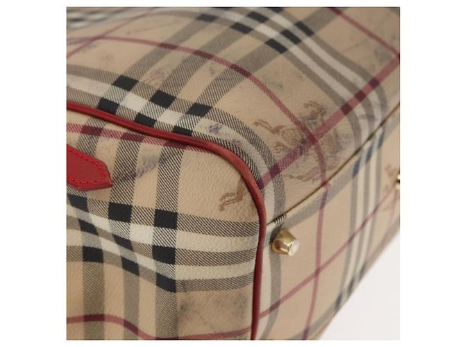 Burberry Borsa Tote Nova Check in PVC Beige Oro Auth 153484 D'oro - vista 11