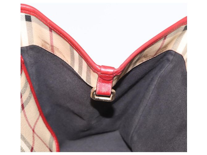 Burberry Borsa Tote Nova Check in PVC Beige Oro Auth 153484 D'oro - vista 17