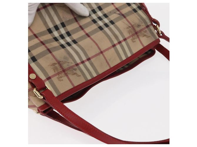 Burberry Borsa Tote Nova Check in PVC Beige Oro Auth 153484 D'oro - vista 7