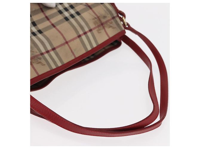 Burberry Borsa Tote Nova Check in PVC Beige Oro Auth 153484 D'oro - vista 8