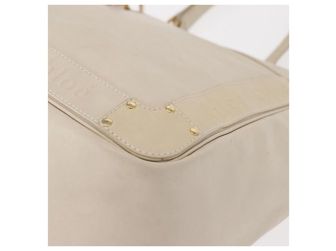 Chloé Borsa Tote Eden in pelle bianca e oro Auth th6490 Bianco D'oro - vista 11