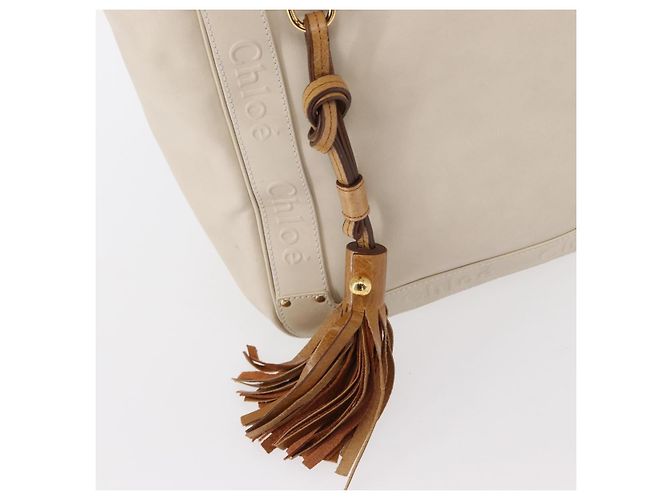 Chloé Borsa Tote Eden in pelle bianca e oro Auth th6490 Bianco D'oro - vista 14