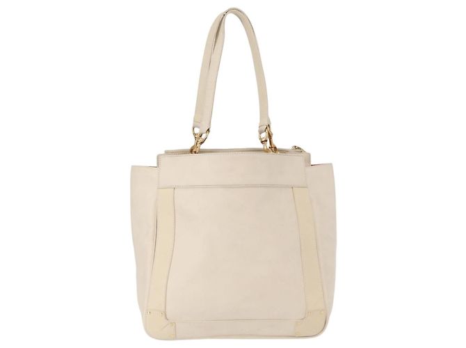 Chloé Borsa Tote Eden in pelle bianca e oro Auth th6490 Bianco D'oro - vista 3