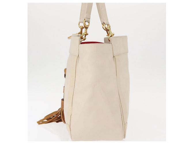 Chloé Borsa Tote Eden in pelle bianca e oro Auth th6490 Bianco D'oro - vista 4