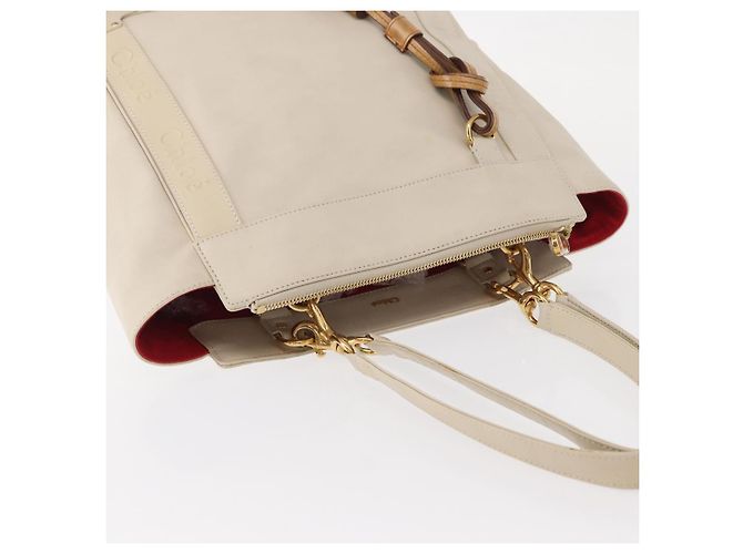 Chloé Borsa Tote Eden in pelle bianca e oro Auth th6490 Bianco D'oro - vista 6