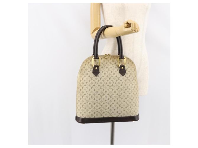 LOUIS VUITTON Mini Alma Haut Borsa a Mano Monogramma Khaki M92203 LV Auth th6528 Cachi - vista 23