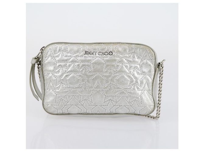Borsa a Spalla in Pelle Jimmy Choo 2 Set Nero Argento Auth BA7835 - vista 10