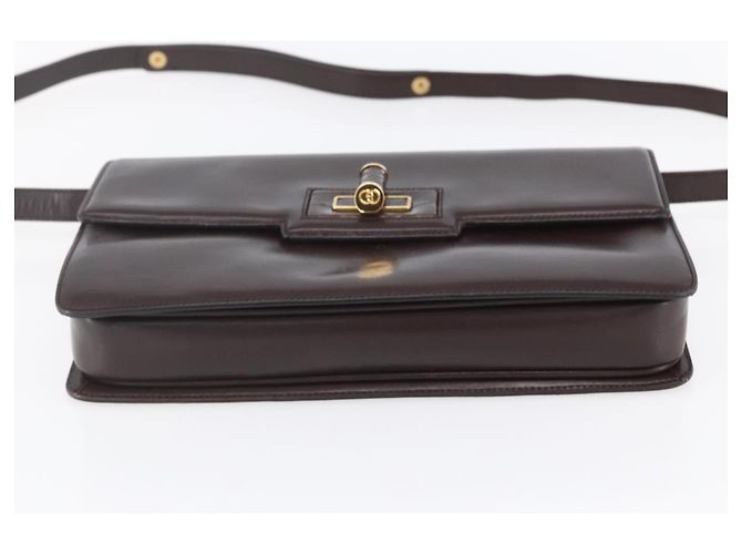 Borsa a Spalla in Pelle Marrone Oro GUCCI 004 46 0087 Auth ka263 D'oro - vista 9
