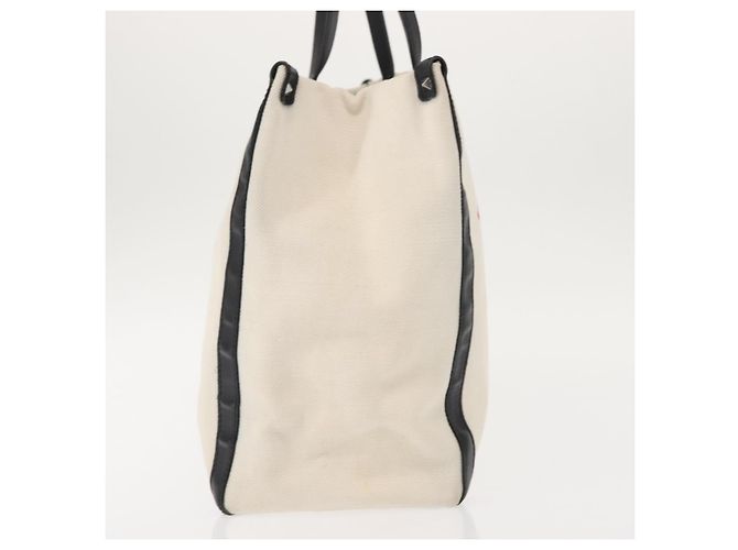 VALENTINO Borsa Tote Studs Canvas Bianca Argento Auth bs30222 Bianco - vista 4