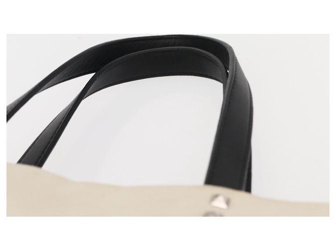 VALENTINO Borsa Tote Studs Canvas Bianca Argento Auth bs30222 Bianco - vista 8