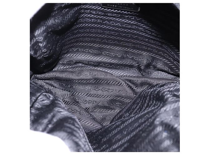 PRADA Borsa a mano in nylon pelle nera argento Auth SW1713 Nero - vista 10