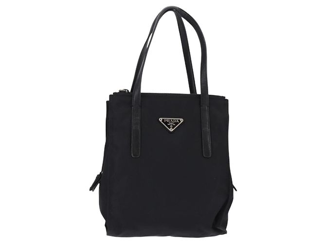 PRADA Borsa a mano in nylon pelle nera argento Auth SW1713 Nero - vista 13