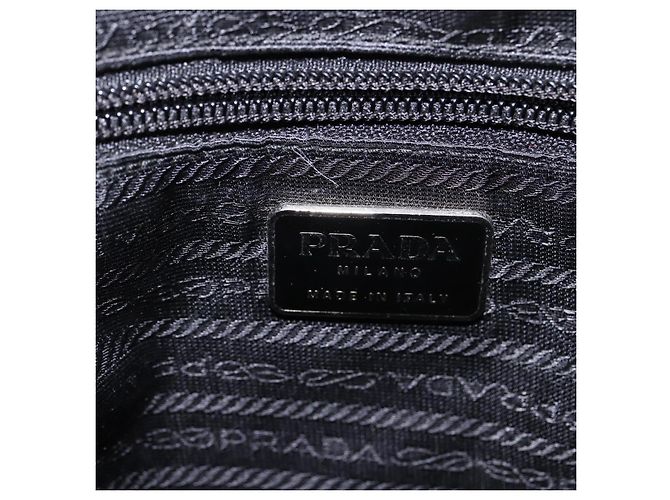 PRADA Borsa a mano in nylon pelle nera argento Auth SW1713 Nero - vista 18