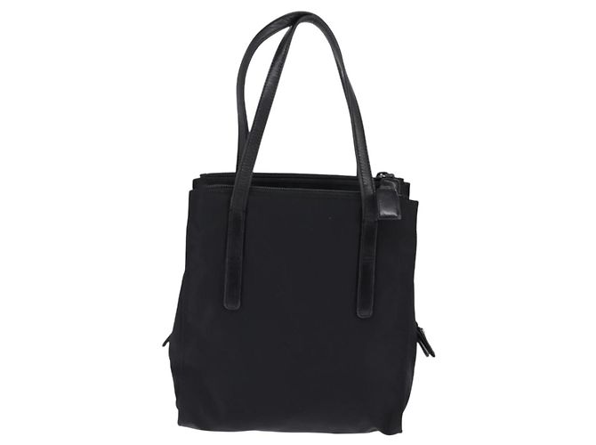 PRADA Borsa a mano in nylon pelle nera argento Auth SW1713 Nero - vista 2