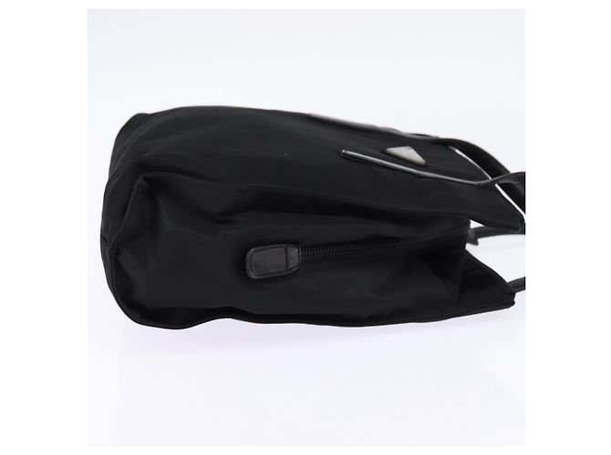 PRADA Borsa a mano in nylon pelle nera argento Auth SW1713 Nero - vista 4