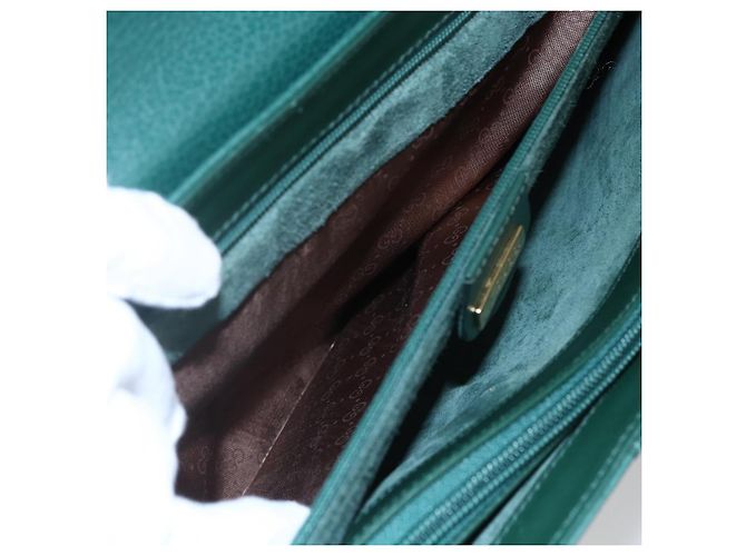 Borsa a Spalla in Pelle Gucci Verde Oro 001 115 1199 Auth 147490 - vista 21