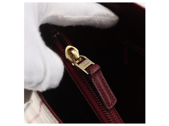 Borsa Tote Nova Check Burberry in Tela Beige Oro Auth ep11287 D'oro - vista 10