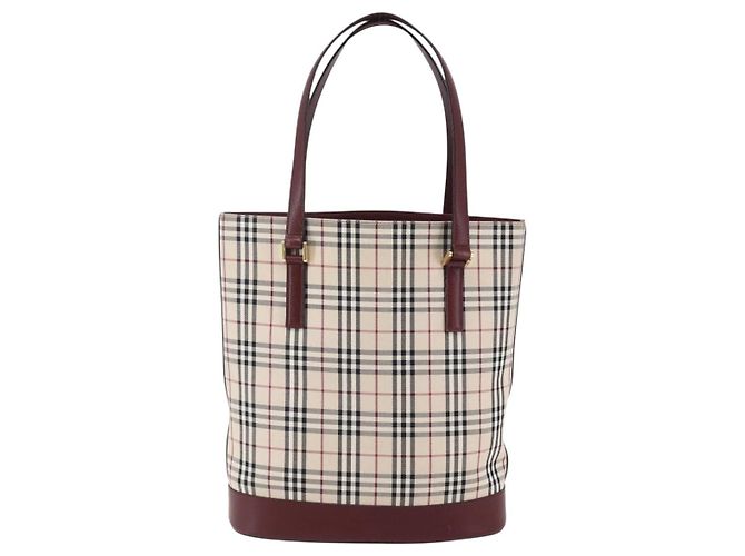 Borsa Tote Nova Check Burberry in Tela Beige Oro Auth ep11287 D'oro - vista 13