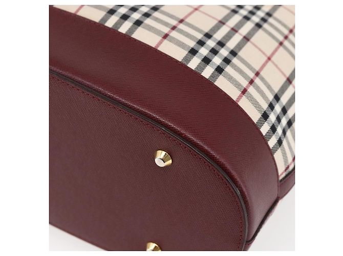 Borsa Tote Nova Check Burberry in Tela Beige Oro Auth ep11287 D'oro - vista 15