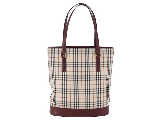 Borsa Tote Nova Check Burberry in Tela Beige Oro Auth ep11287 D'oro - vista 2