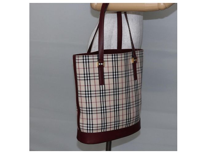 Borsa Tote Nova Check Burberry in Tela Beige Oro Auth ep11287 D'oro - vista 24