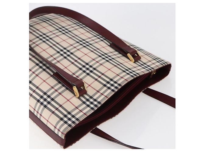 Borsa Tote Nova Check Burberry in Tela Beige Oro Auth ep11287 D'oro - vista 6