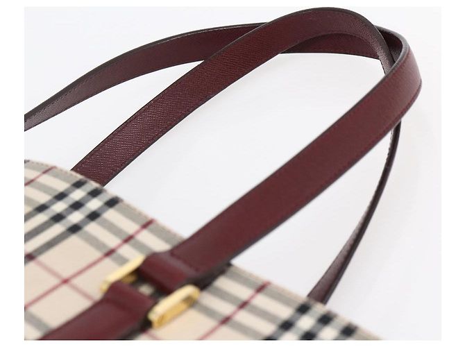 Borsa Tote Nova Check Burberry in Tela Beige Oro Auth ep11287 D'oro - vista 8