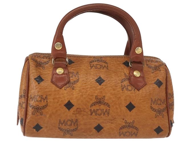 Borsa MCM Logogram Vicetos in pelle PVC marrone e oro Auth BA7357 D'oro - vista 3