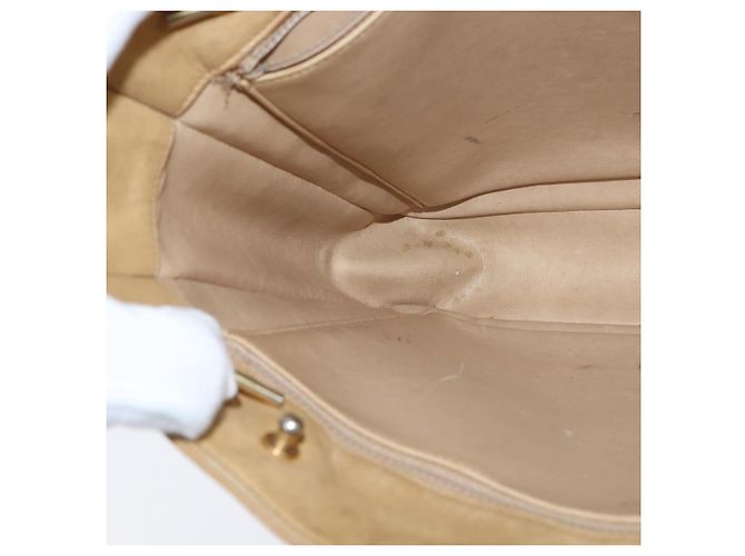 CHANEL Borsa a Spalla Matelassé con Catena in Pelle di Agnello Beige Oro CC Auth 150131 D'oro - vista 20