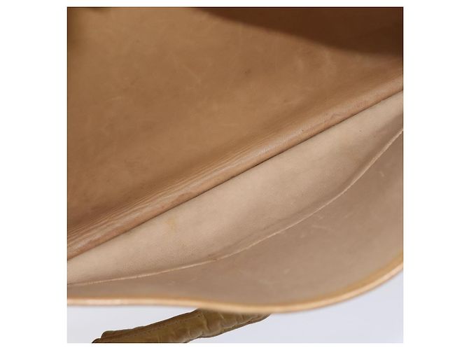 CHANEL Borsa a Spalla Matelassé con Catena in Pelle di Agnello Beige Oro CC Auth 150131 D'oro - vista 22