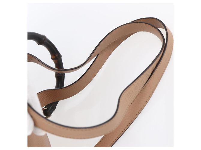Zaino in pelle beige oro GUCCI Bamboo 370833 Auth fm4914 - vista 10