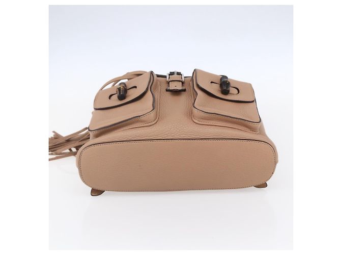 Zaino in pelle beige oro GUCCI Bamboo 370833 Auth fm4914 - vista 11