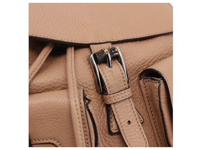Zaino in pelle beige oro GUCCI Bamboo 370833 Auth fm4914 - vista 16