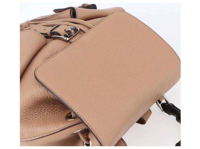 Zaino in pelle beige oro GUCCI Bamboo 370833 Auth fm4914 - vista 6
