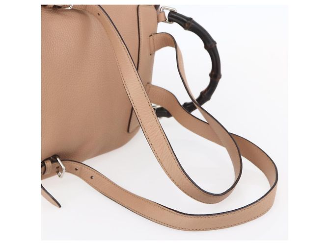 Zaino in pelle beige oro GUCCI Bamboo 370833 Auth fm4914 - vista 9