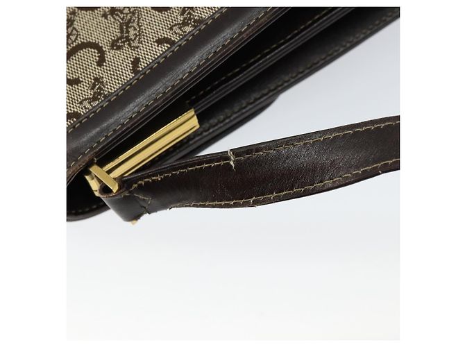Céline Borsa a Spalla Celine C Sulky in Tela Marrone Oro Auth gh1083 D'oro - vista 11