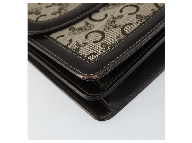 Céline Borsa a Spalla Celine C Sulky in Tela Marrone Oro Auth gh1083 D'oro - vista 14